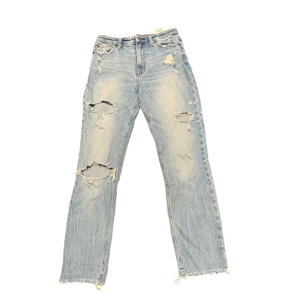 Abercrombie & Fitch Women's Simone High Rise Slim Distressed Blue Jeans SZ 27/4R